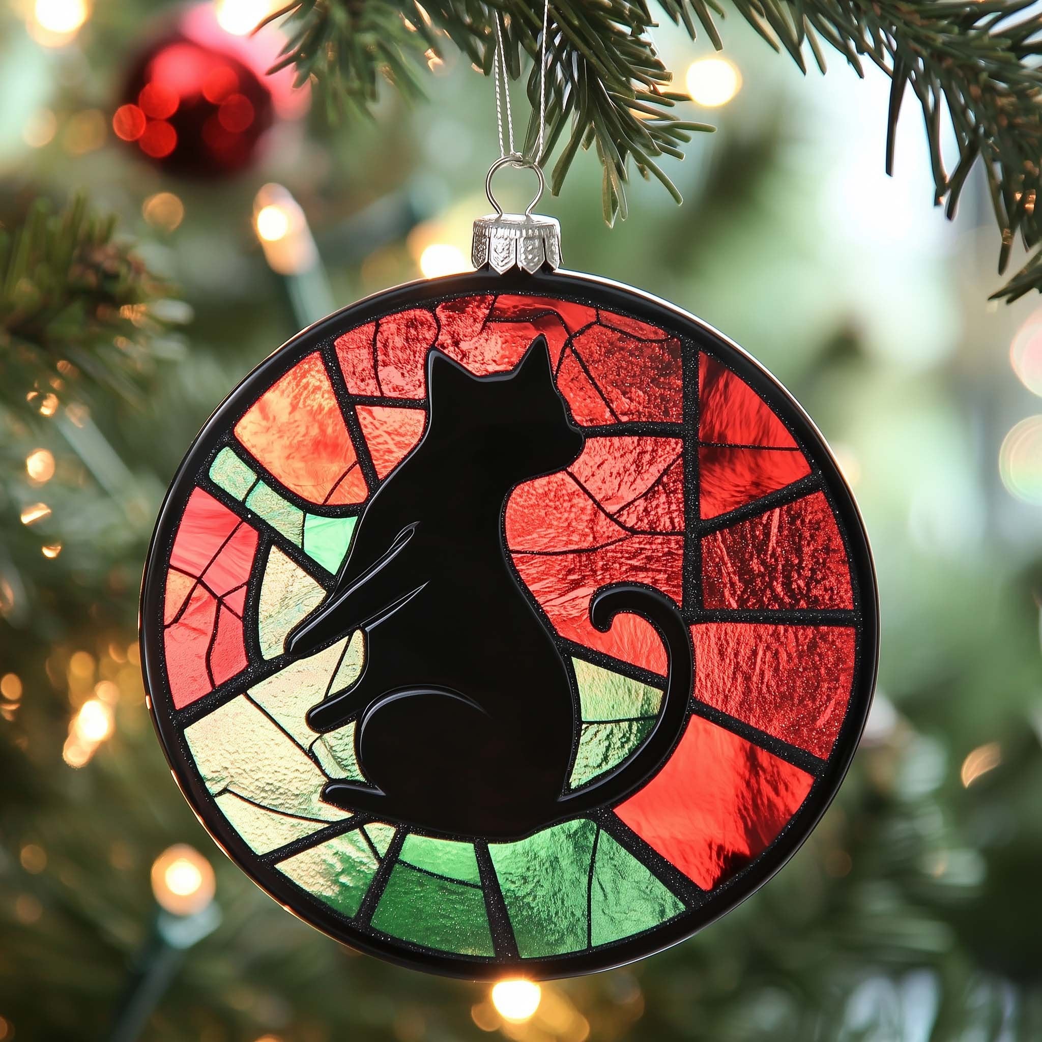 Stained Cat Christmas Ornament