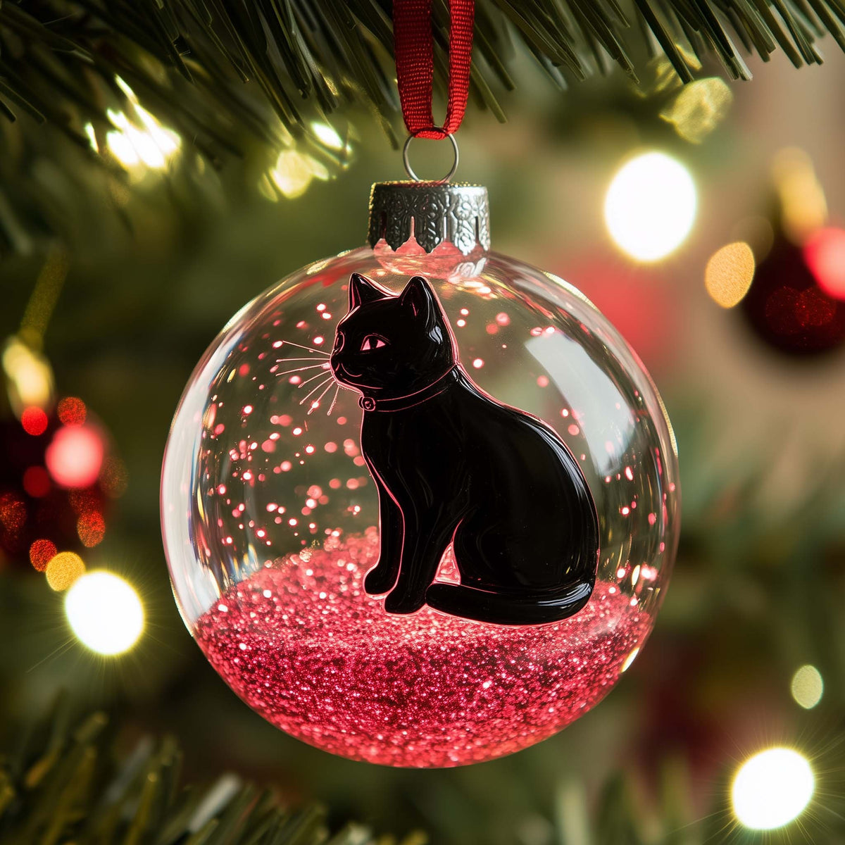 Glitter Cat Christmas Ornament