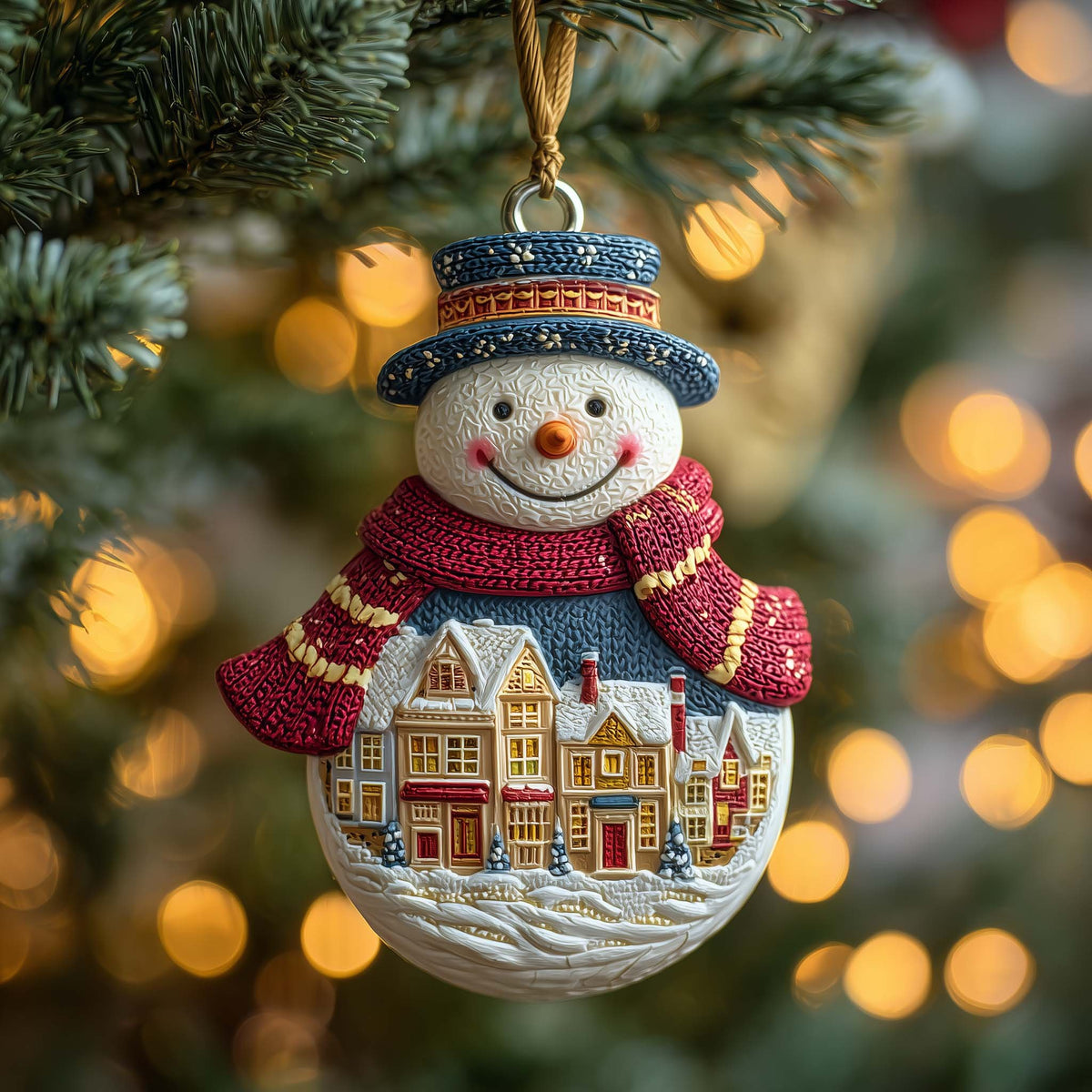 Village Snowman Christmas Ornament