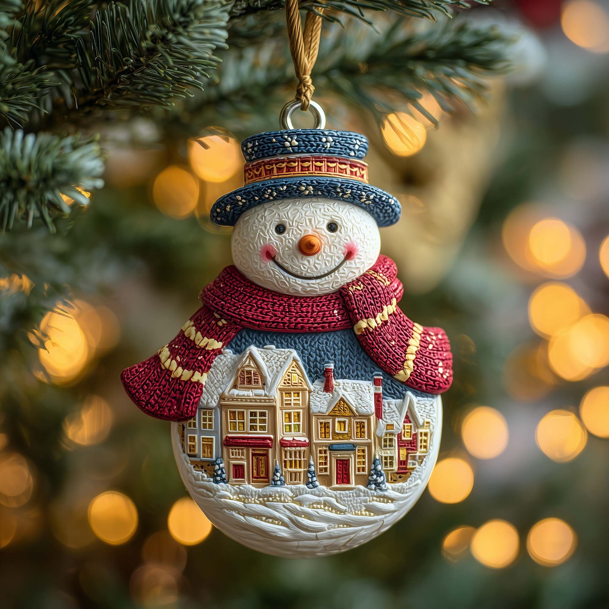 Village Snowman Christmas Ornament