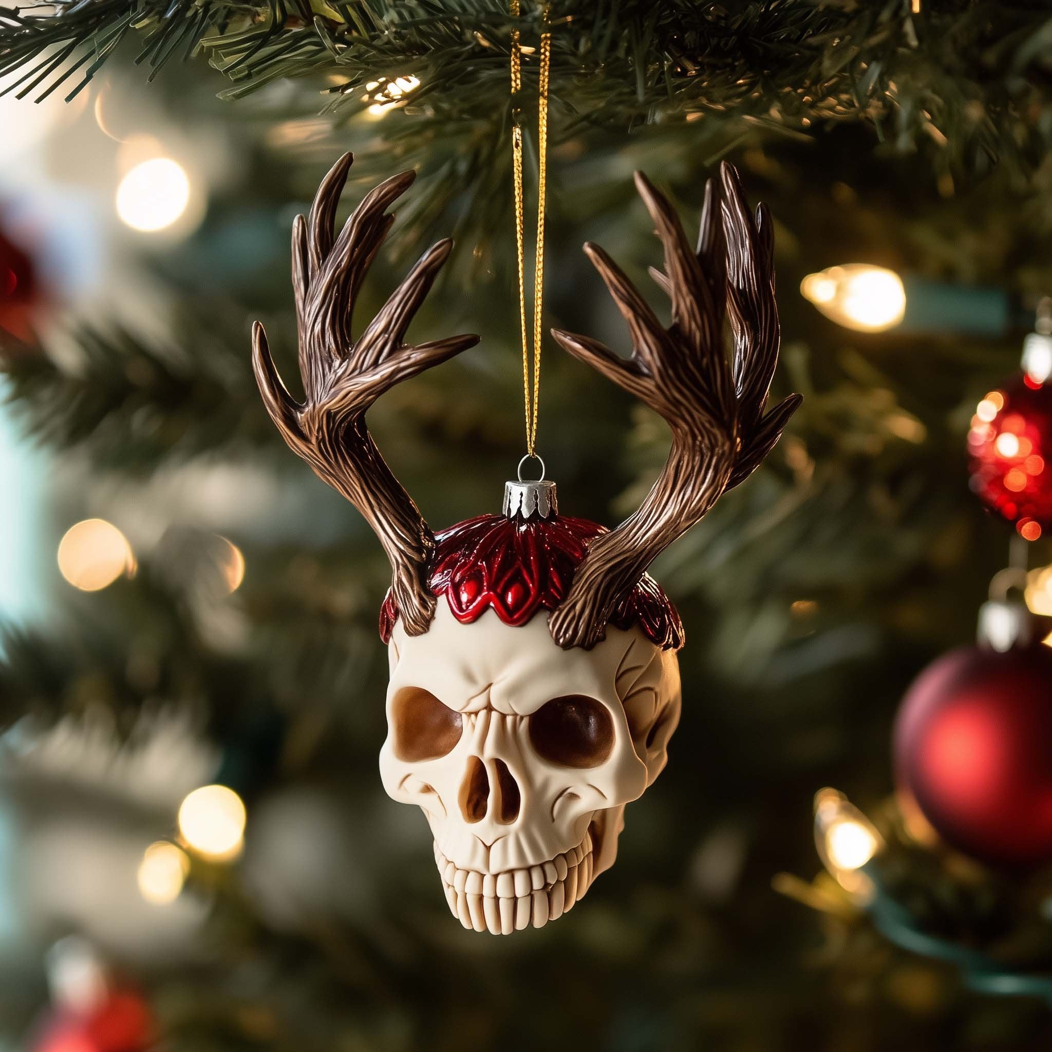 Antler Skull Christmas Ornament