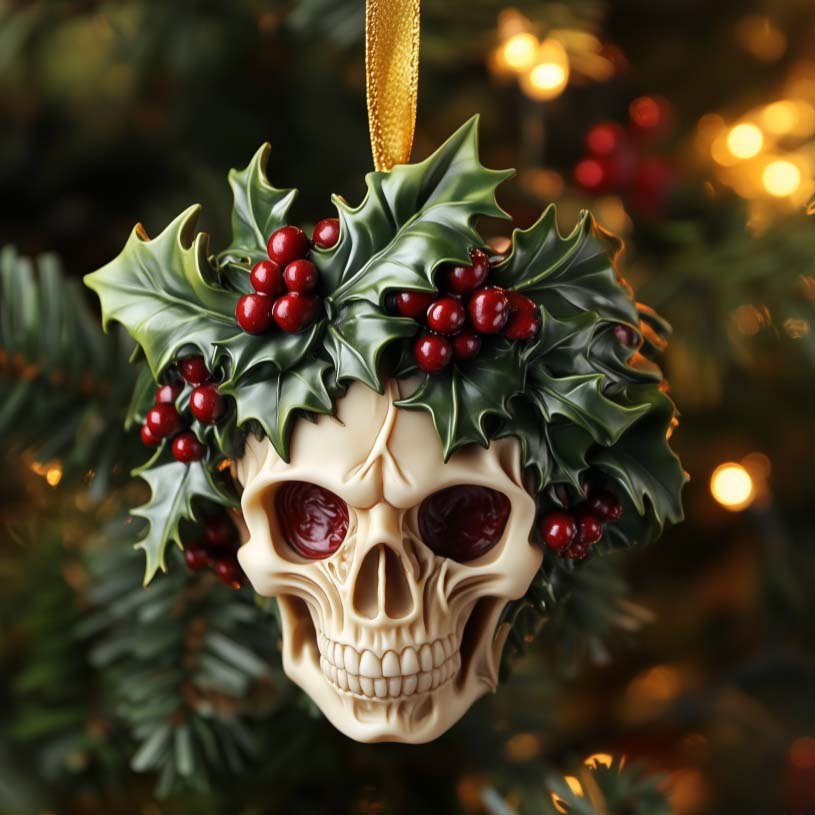 Green Skull Christmas Ornament