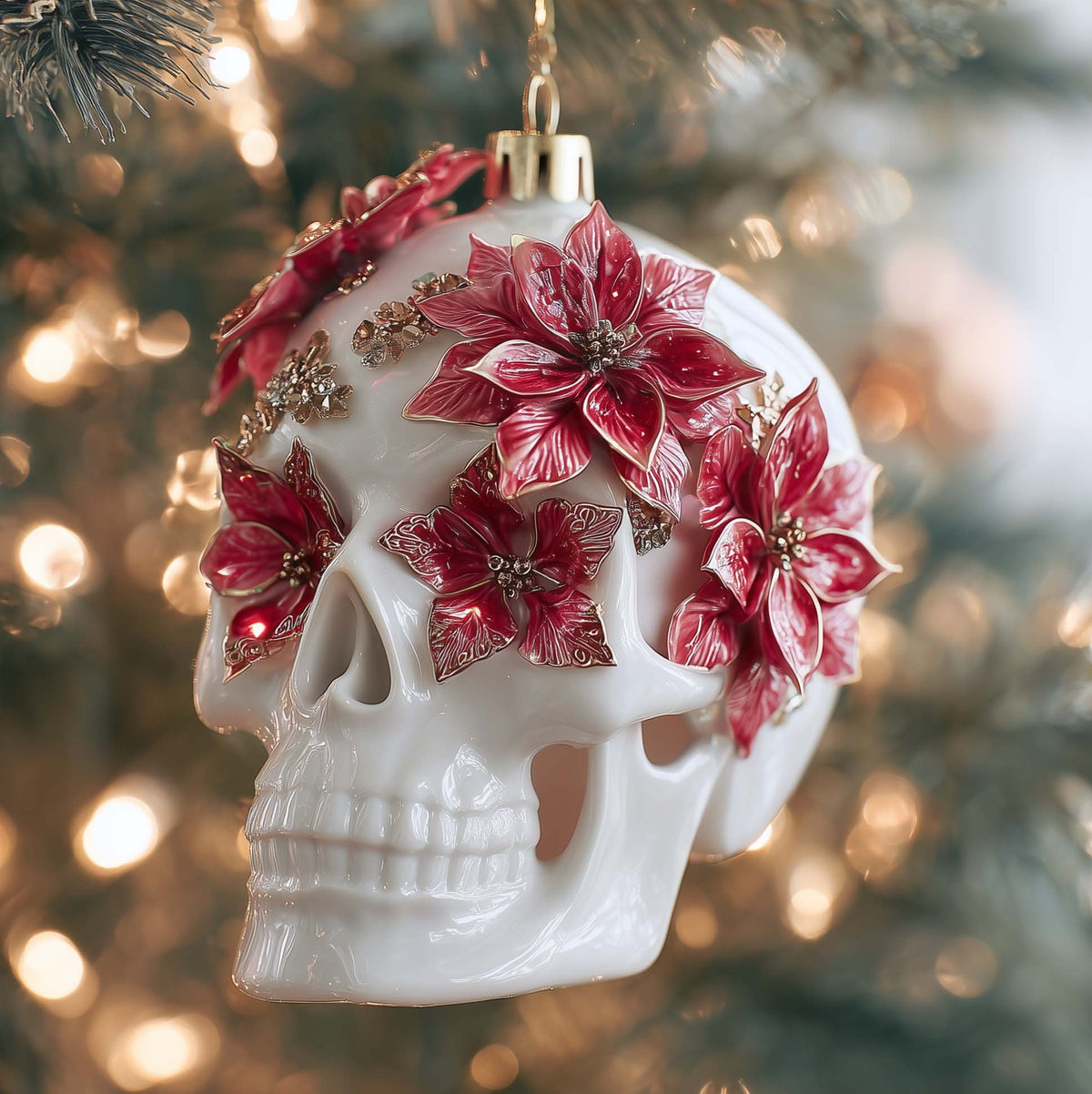Glitter Skull Christmas Ornament