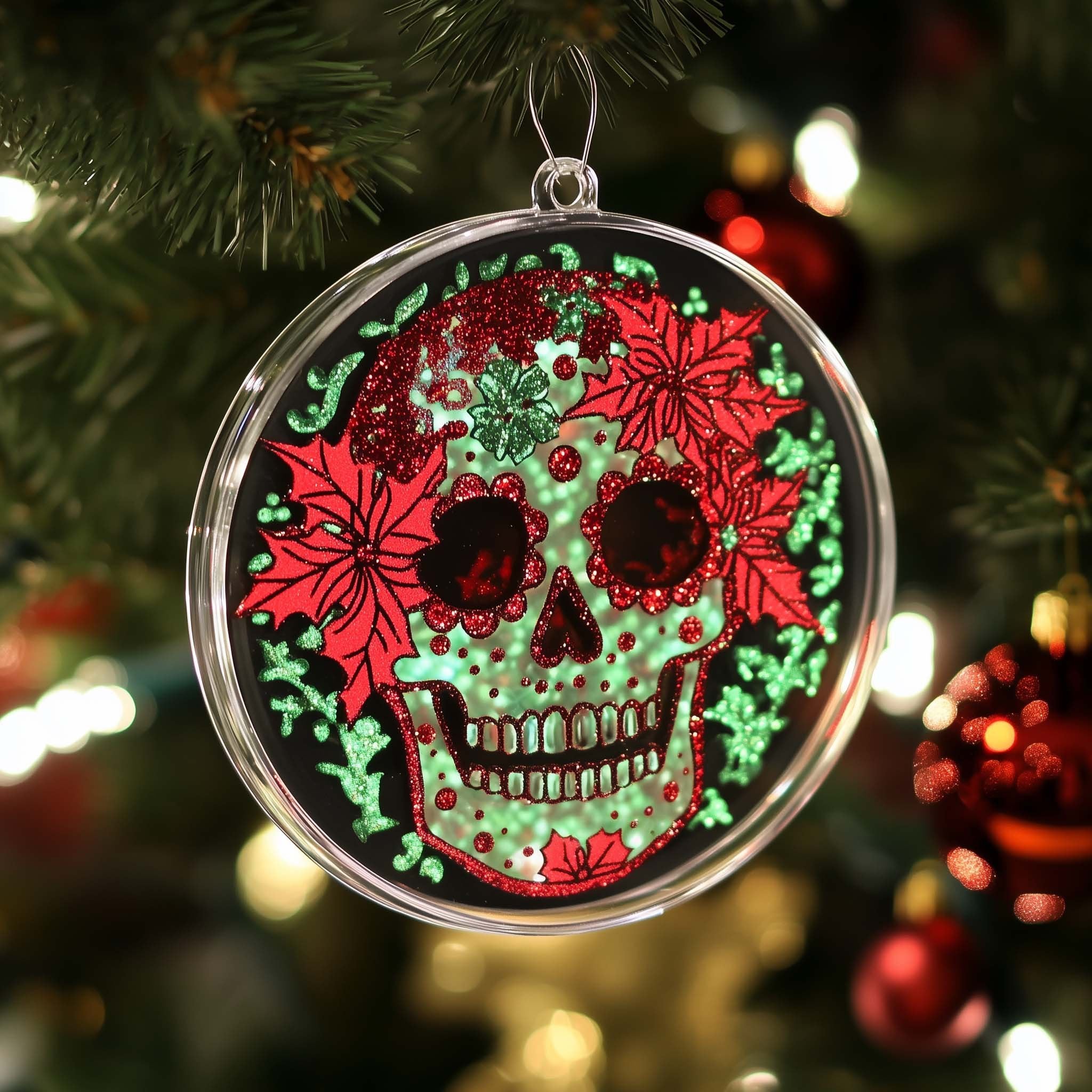 Gem Eyed Skull Christmas Ornament
