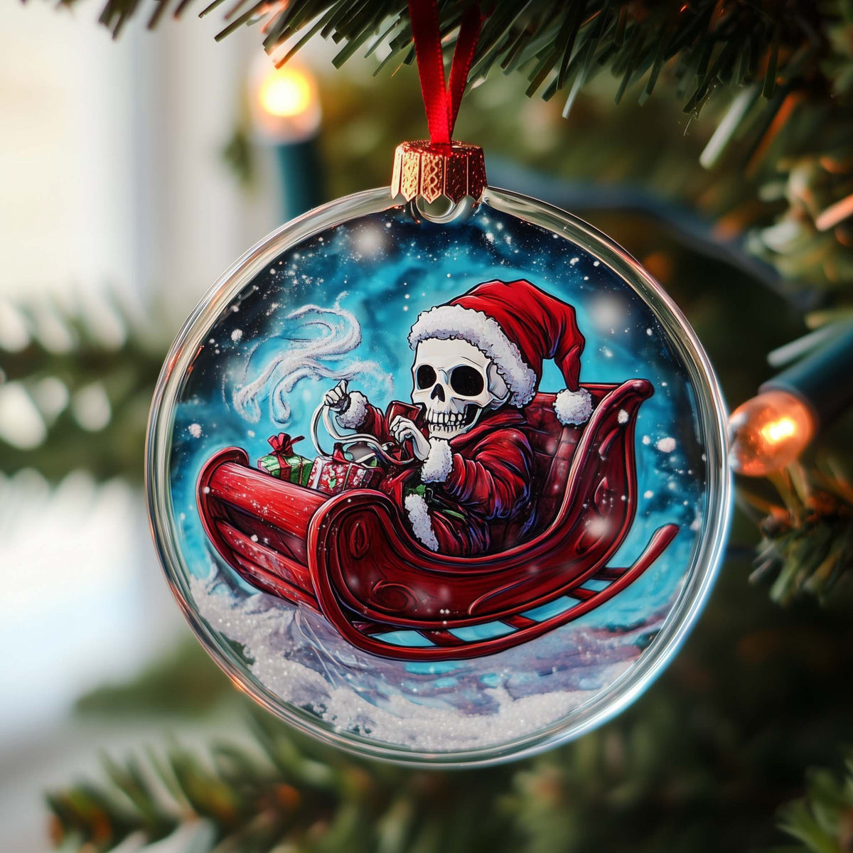 Skeleton Santa Christmas Ornament
