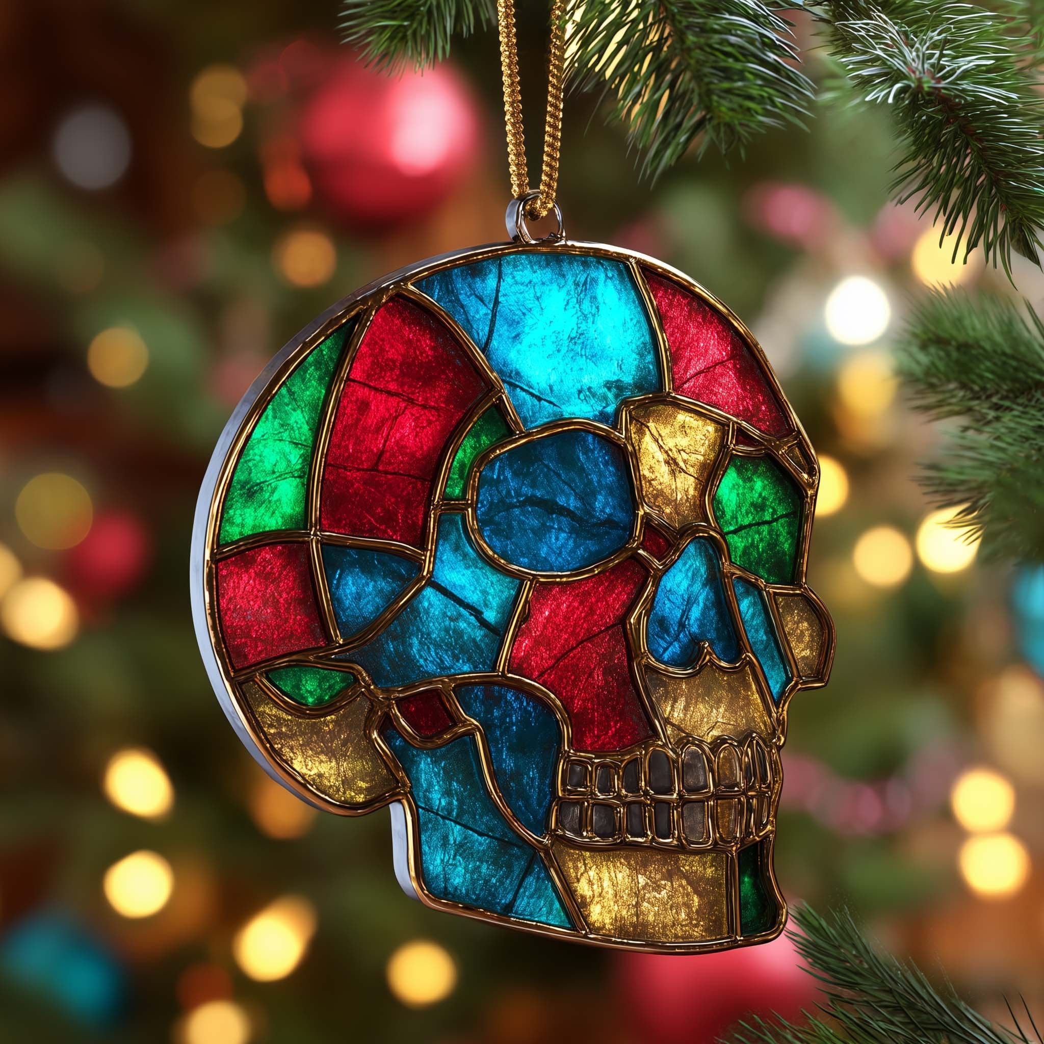 Stained Skull Christmas Ornament