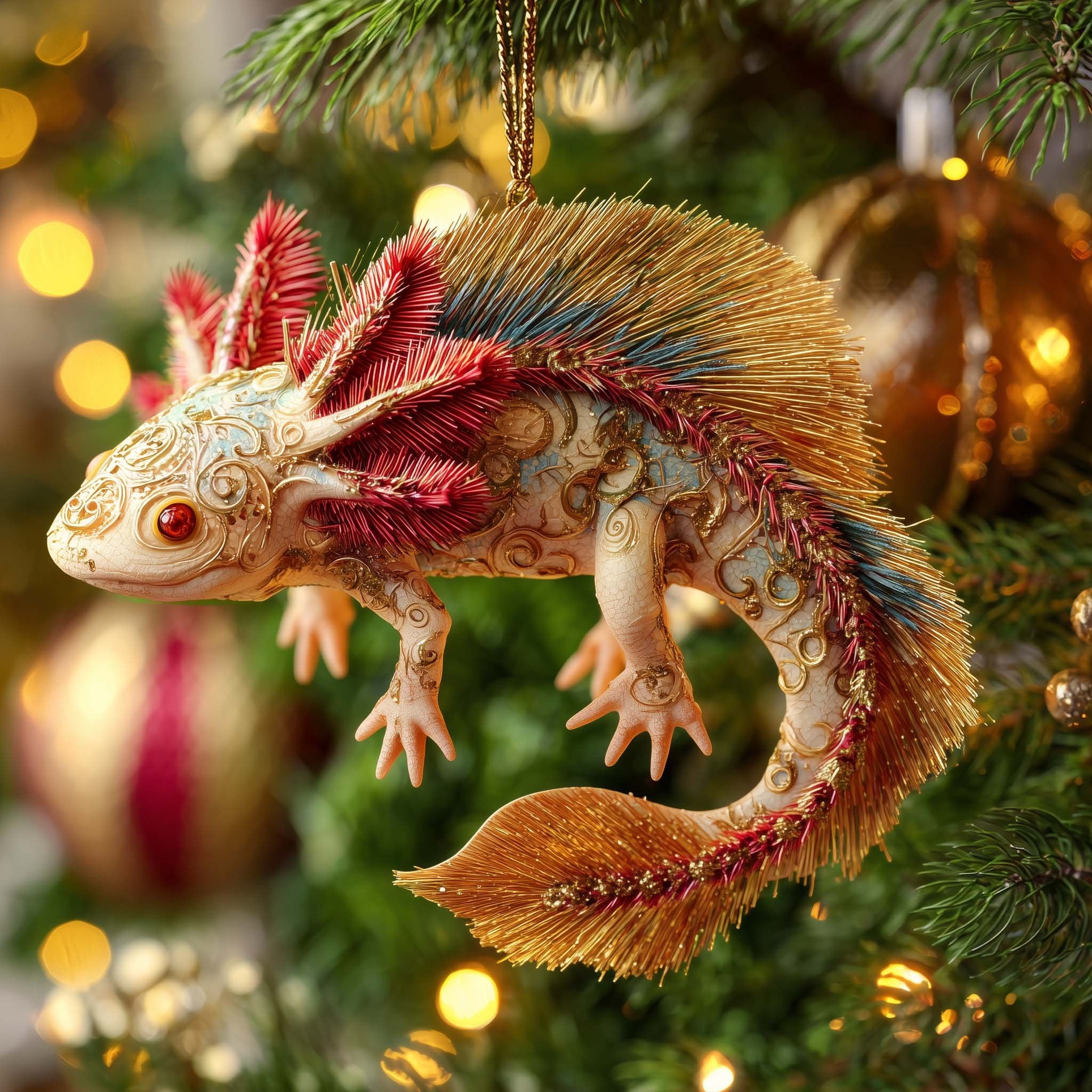 Ornate Axolotl Christmas Ornament