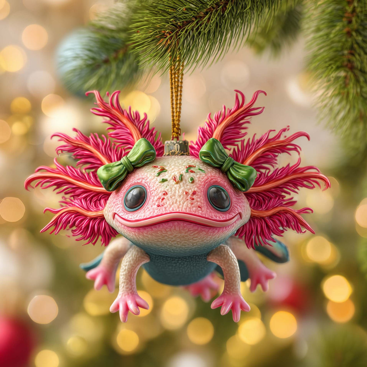 Bowtie Axolotl Christmas Ornament