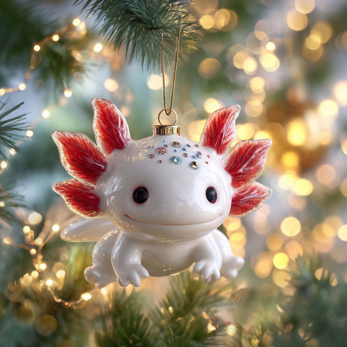 Jeweled Axolotl Christmas Ornament