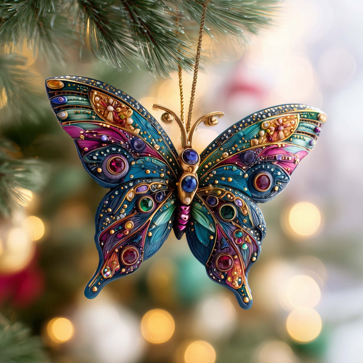 Gemstone Butterfly Christmas Ornament