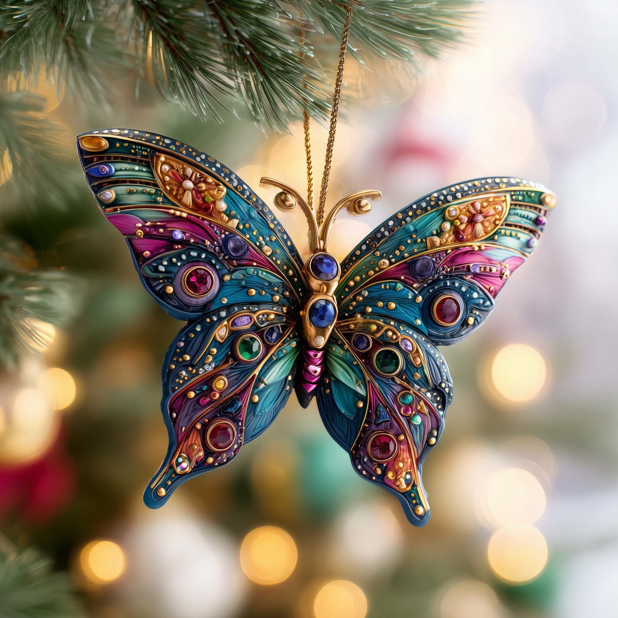 Gemstone Butterfly Christmas Ornament