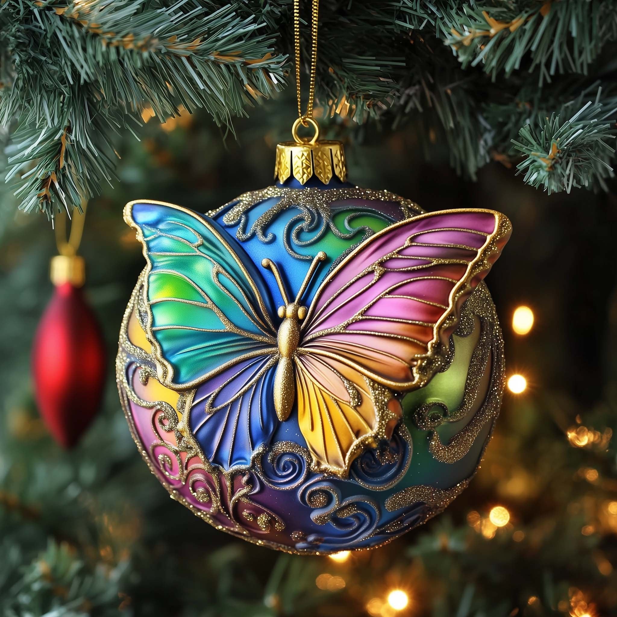 Ornate Butterfly Christmas Ornament