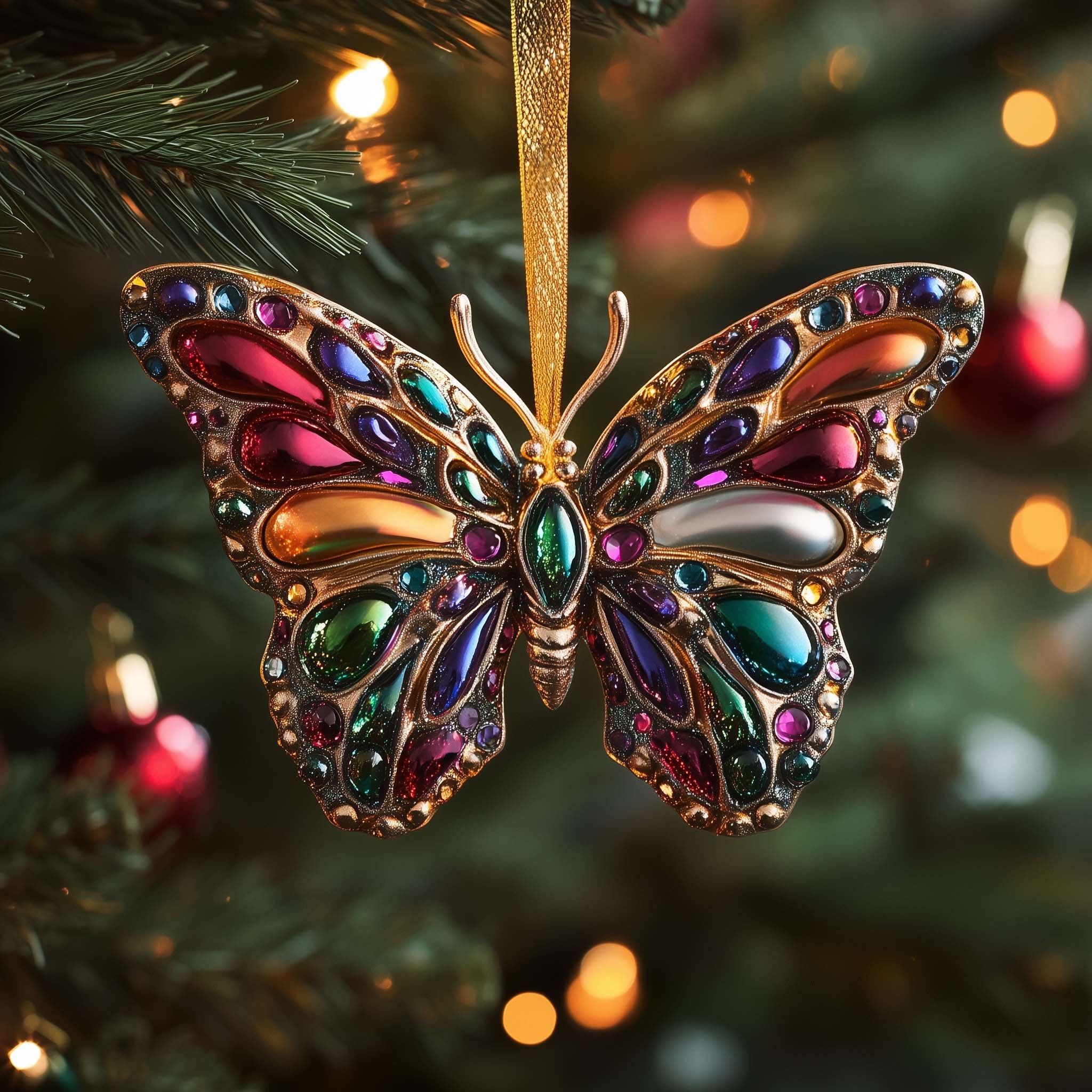 Jeweled Butterfly Christmas Ornament