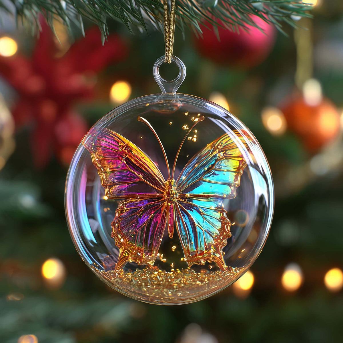 Globe Butterfly Christmas Ornament