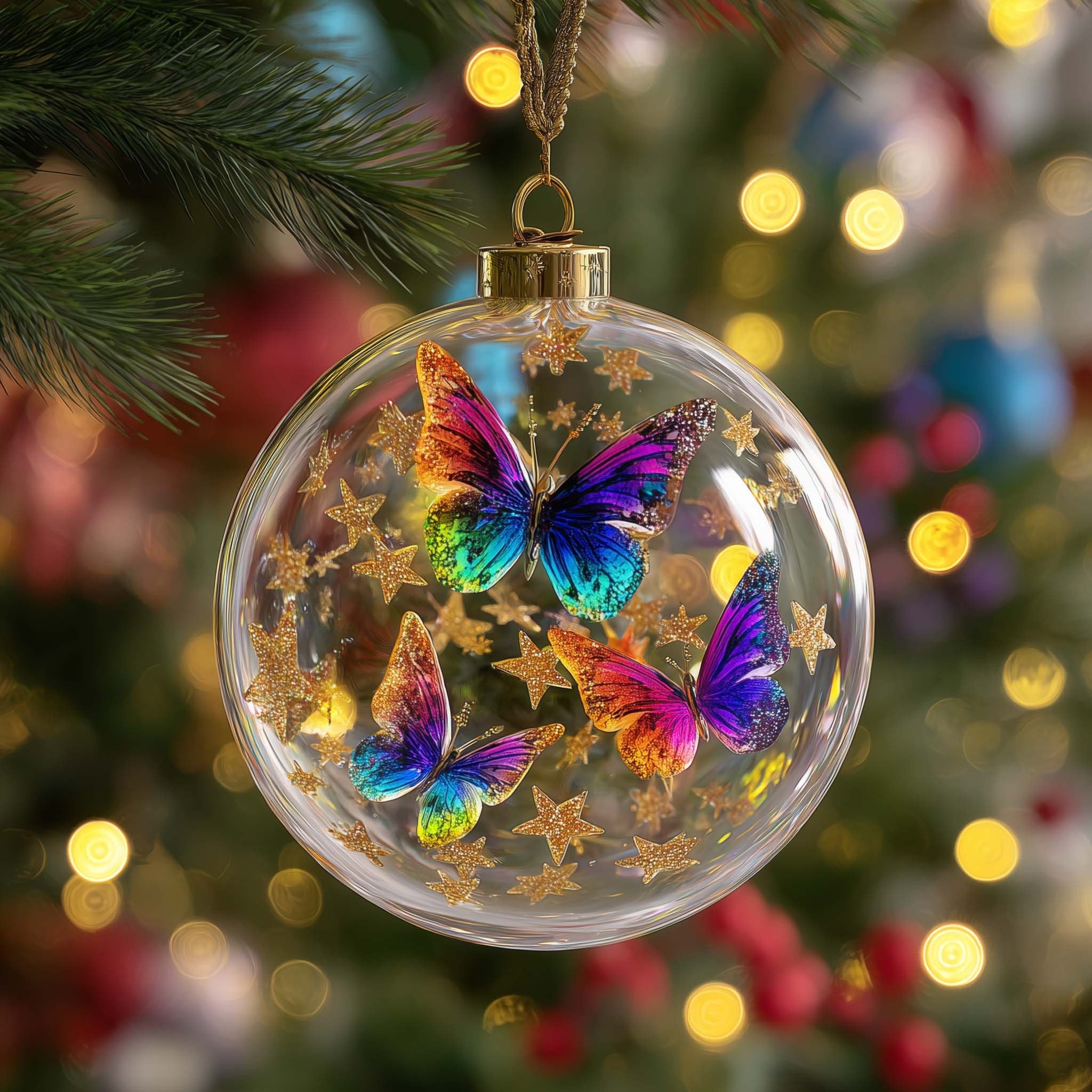 Starry Butterflies Christmas Ornament