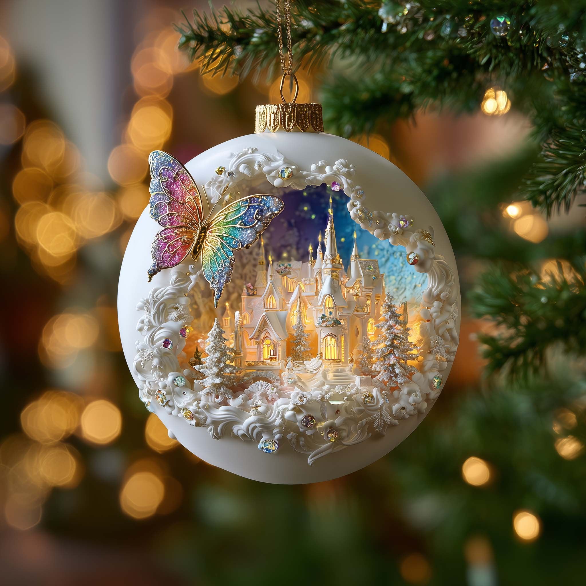 Castle Diorama Christmas Ornament