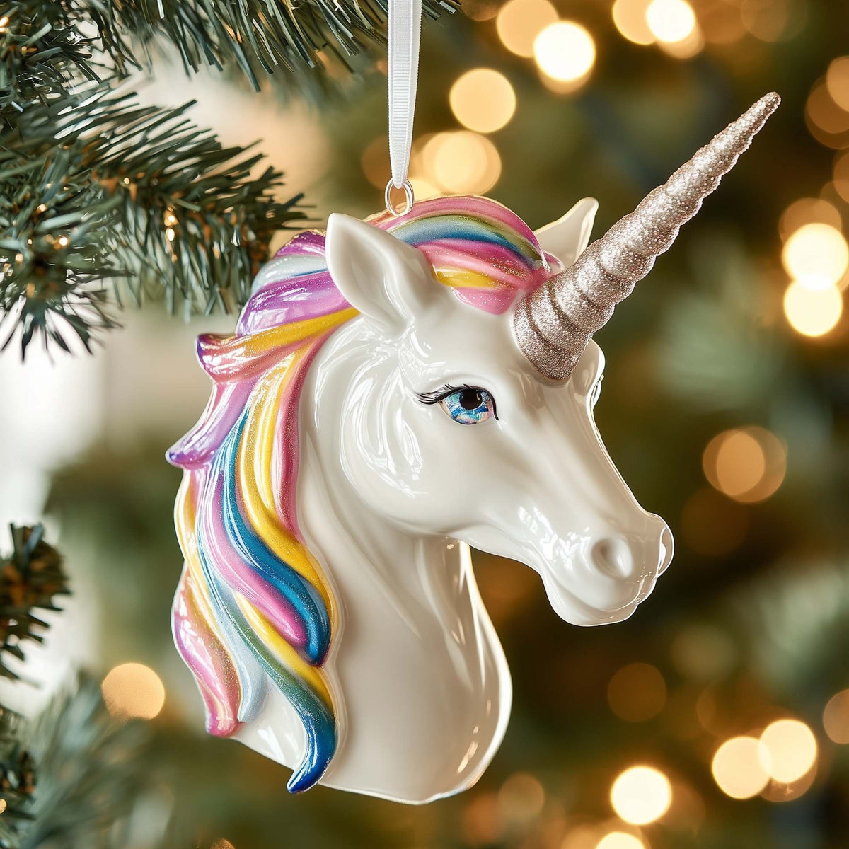 Rainbow Mane Baby Unicorn Christmas Ornament