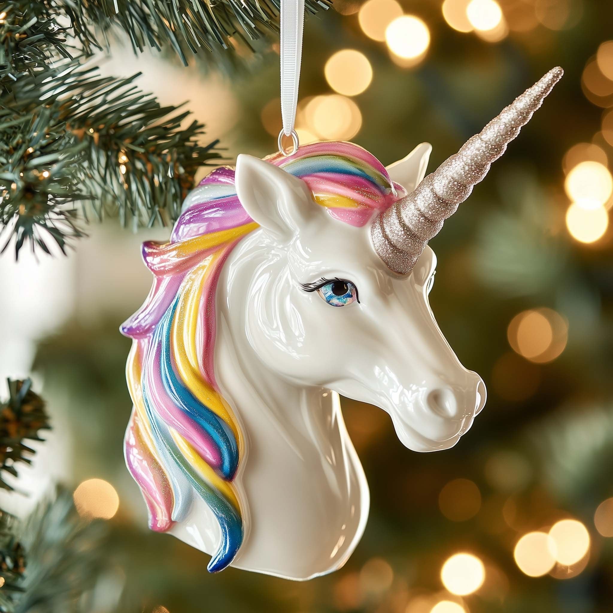 Rainbow Mane Baby Unicorn Christmas Ornament