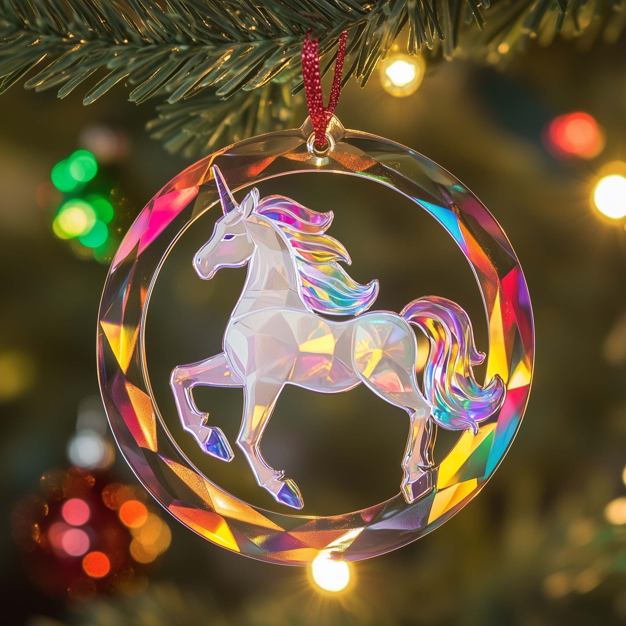 Prismatic Unicorn Christmas Ornament