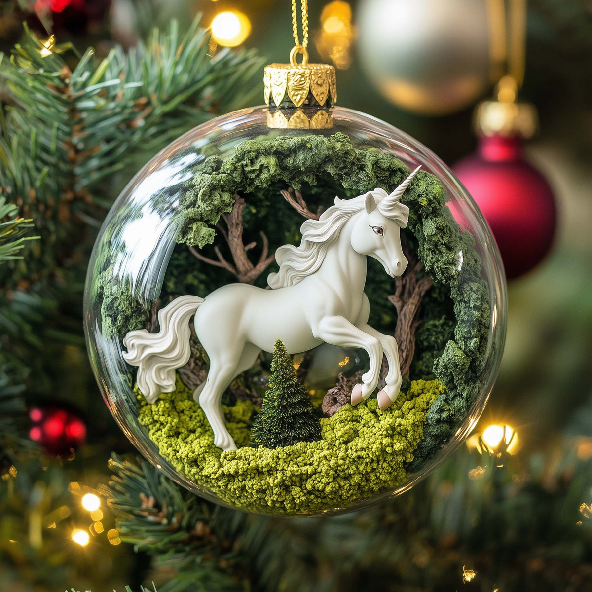 Unicorn Globe Christmas Ornament