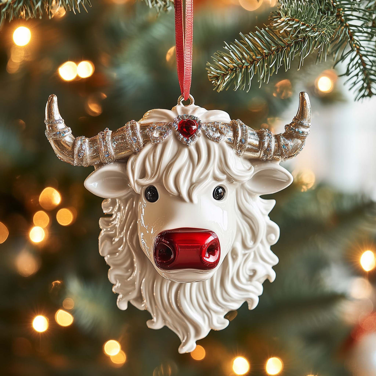 Jeweled Cow Christmas Ornament