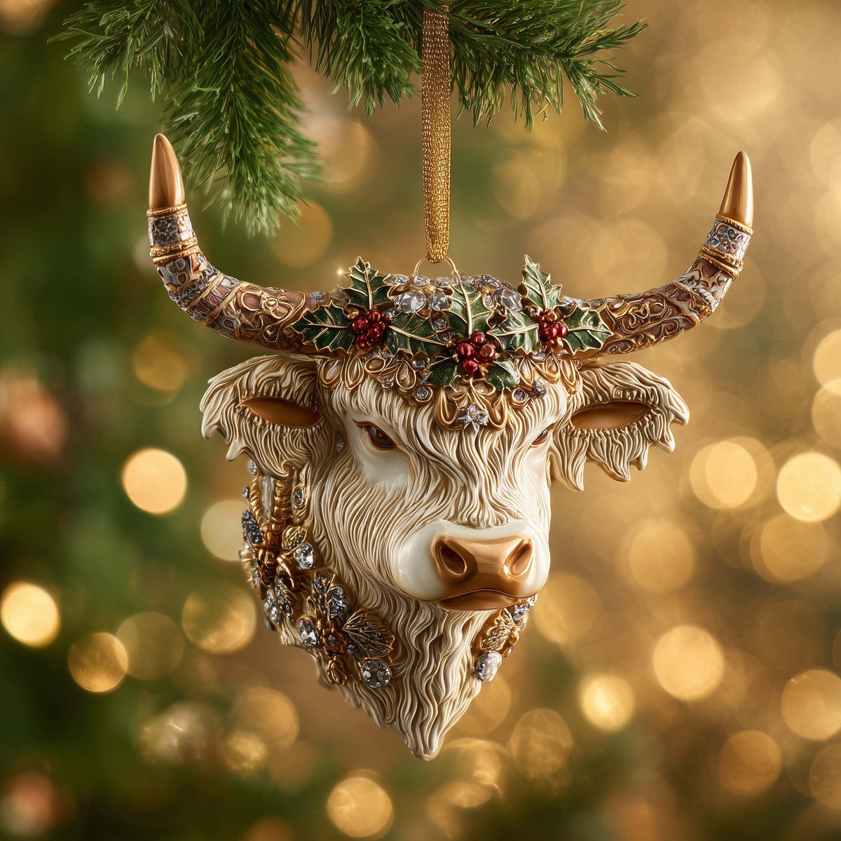 Ornate Cow Christmas Ornament