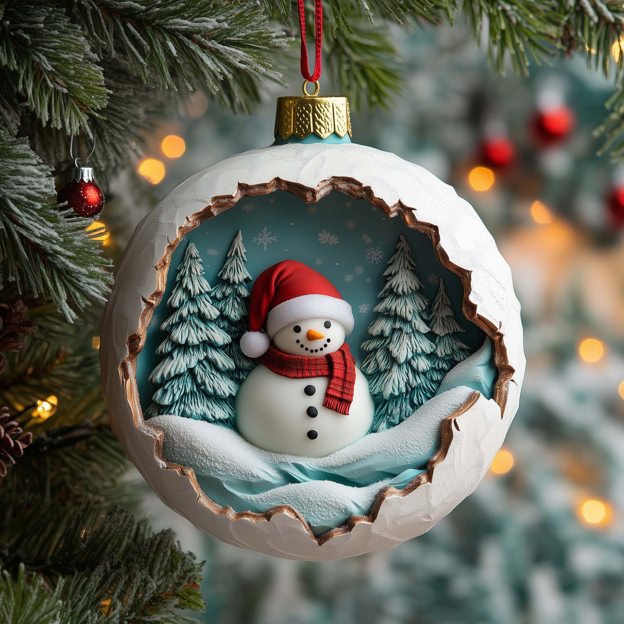 Snowman Diorama Christmas Ornament