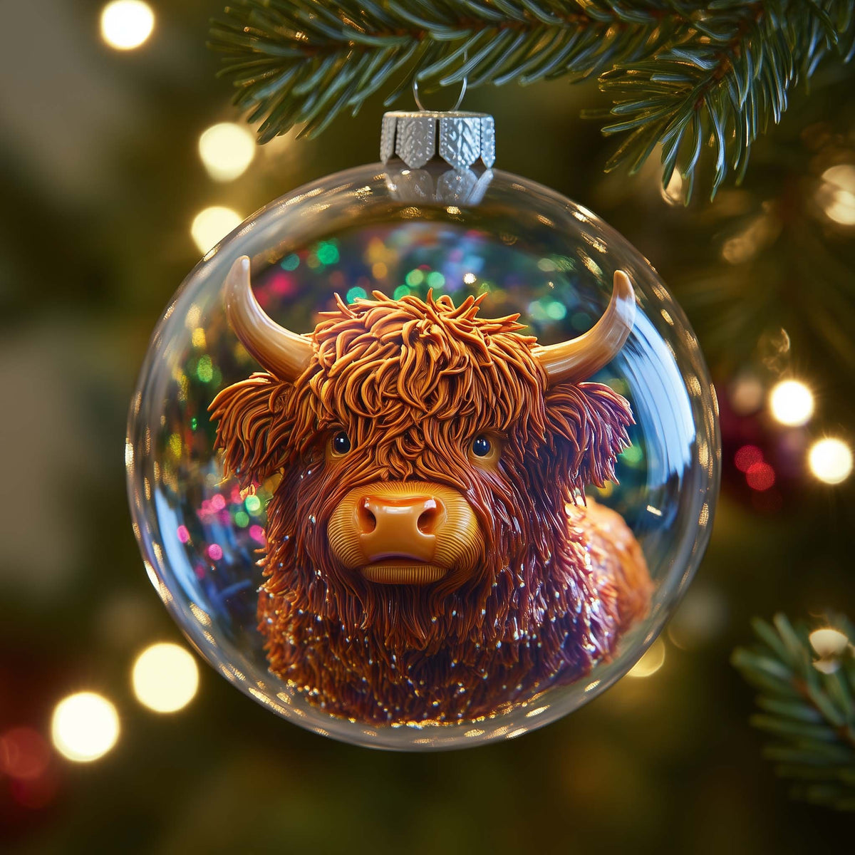 Globe Cow Christmas Ornament