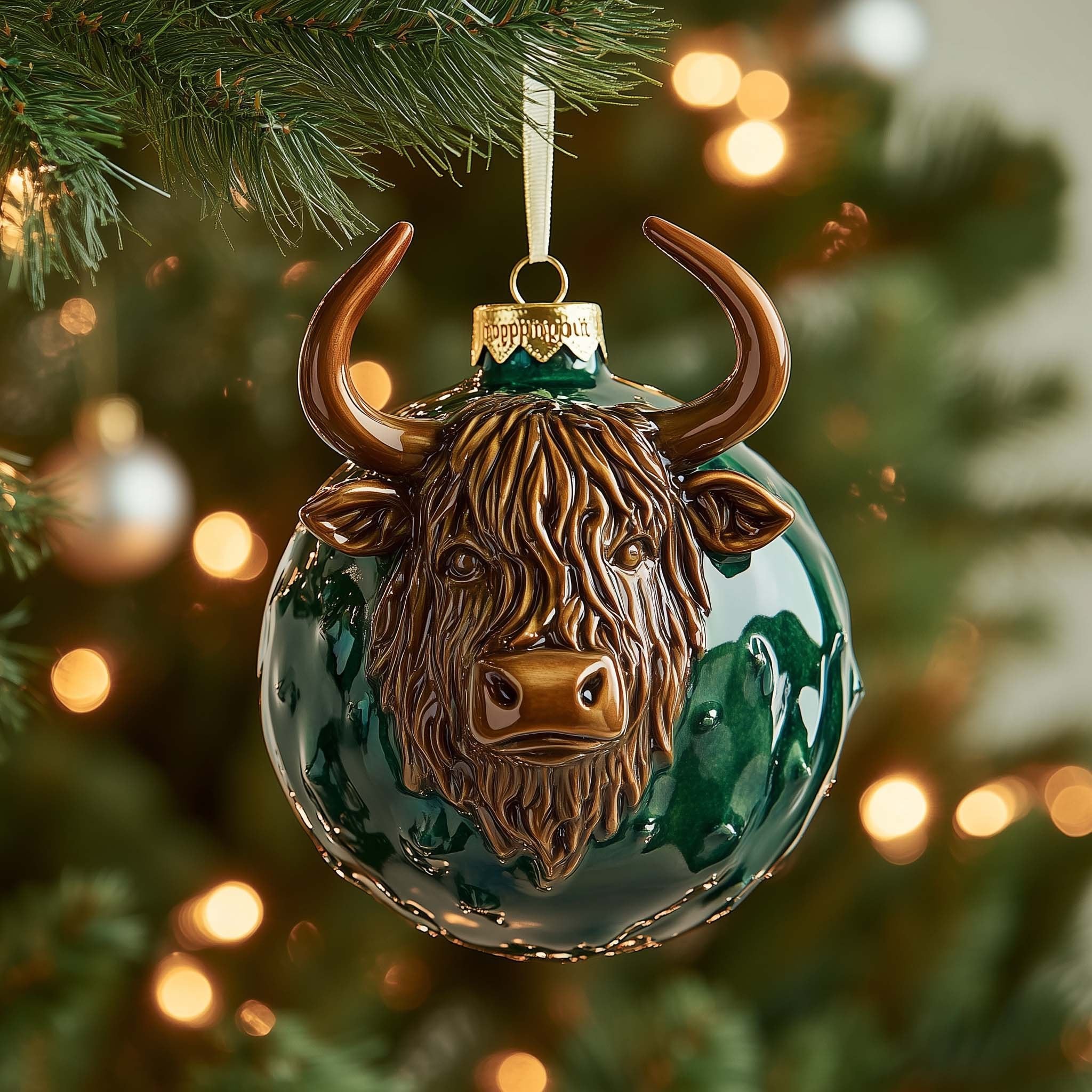 Bronze Cow Christmas Ornament
