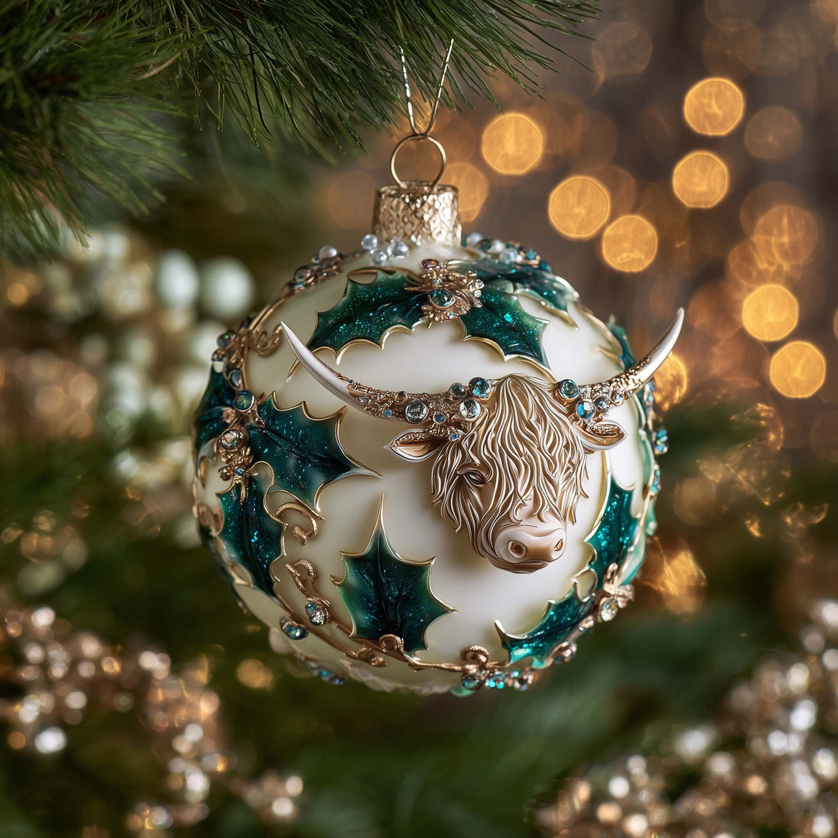 Ivy Cow Christmas Ornament
