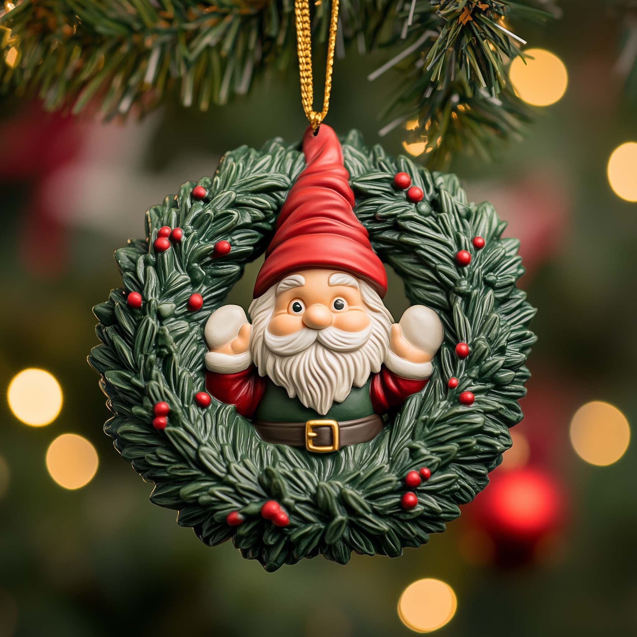 Flower Gnome Christmas Ornament