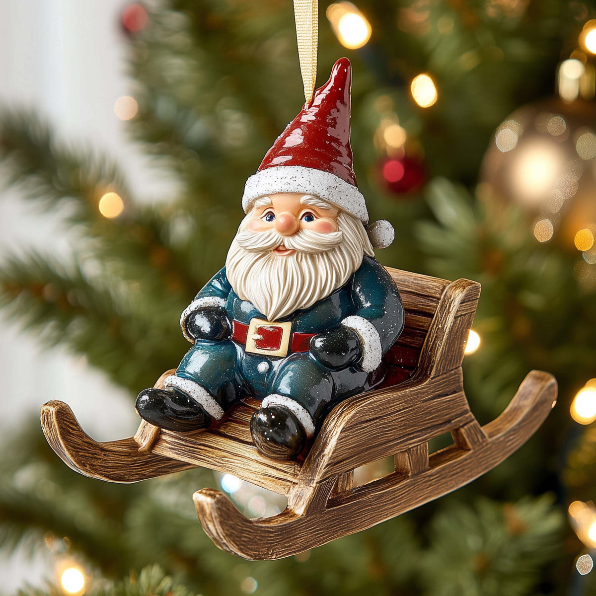 Blue Gnome Christmas Ornament