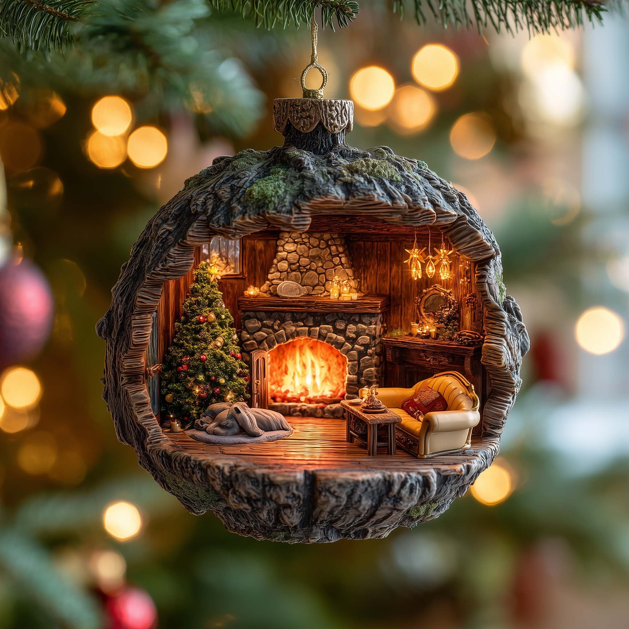 Cabin Diorama Christmas Ornament