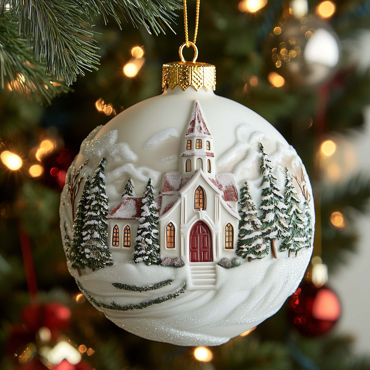 Winter Church Christmas Ornament