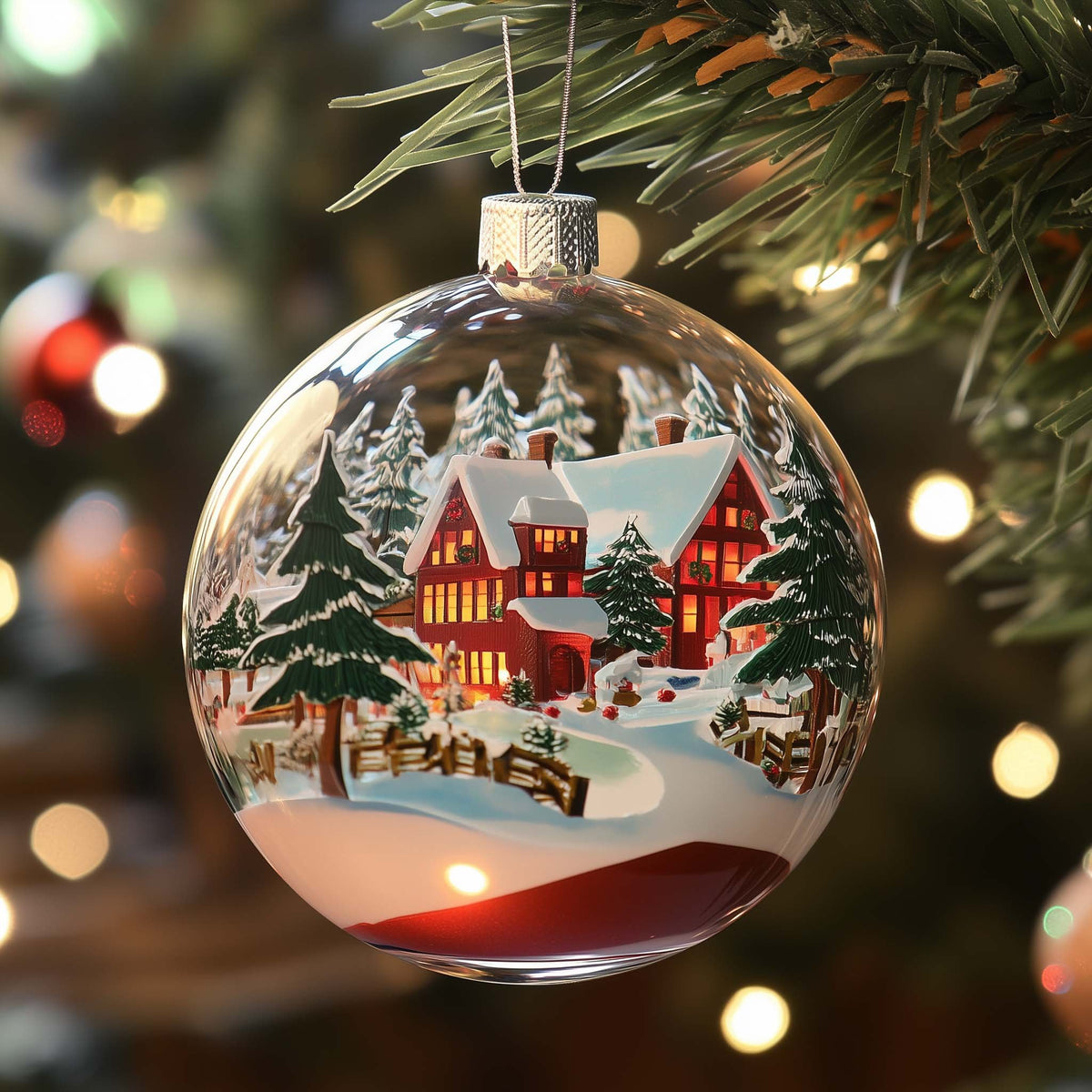 Cabin Globe Christmas Ornament