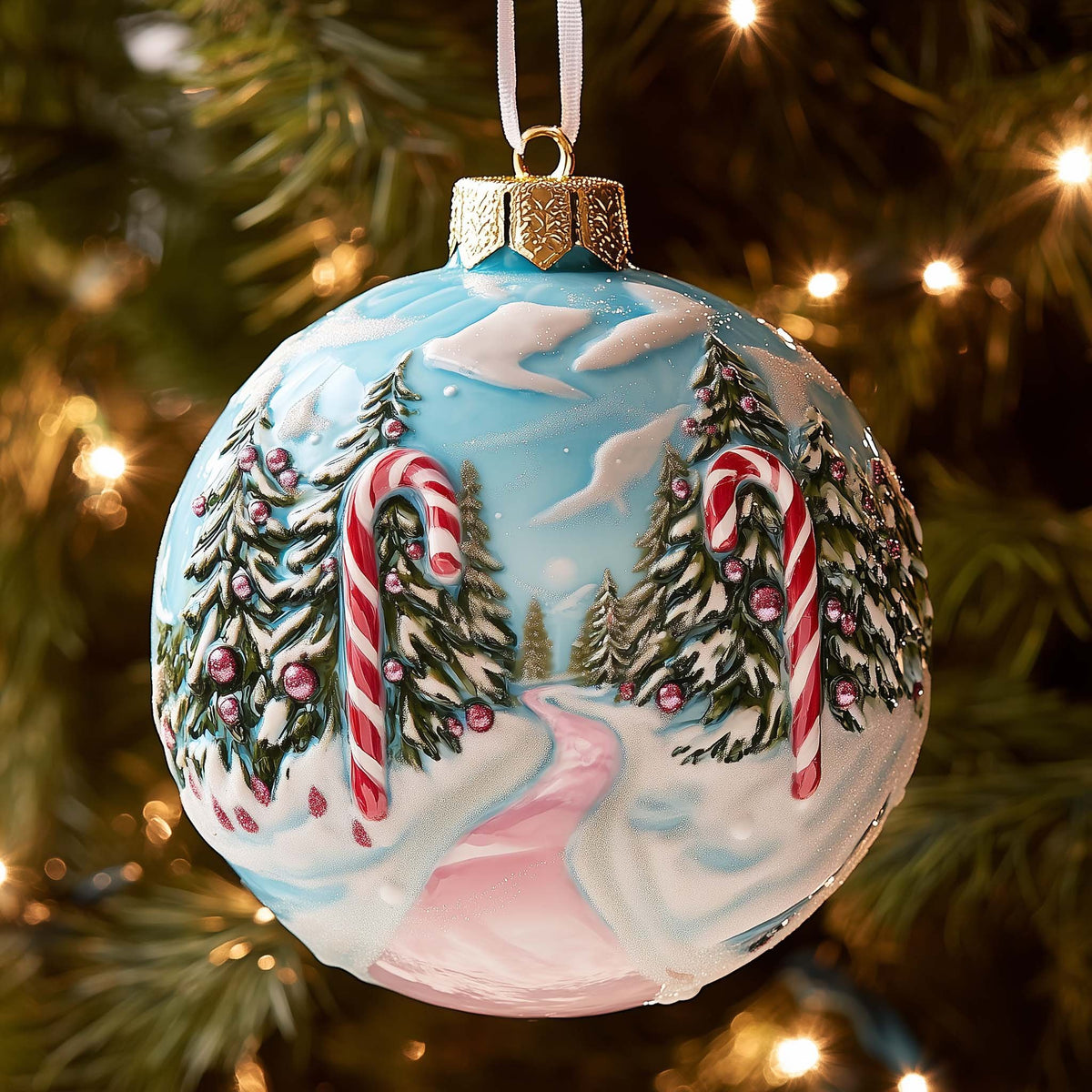 Peppermint Path Christmas Ornament