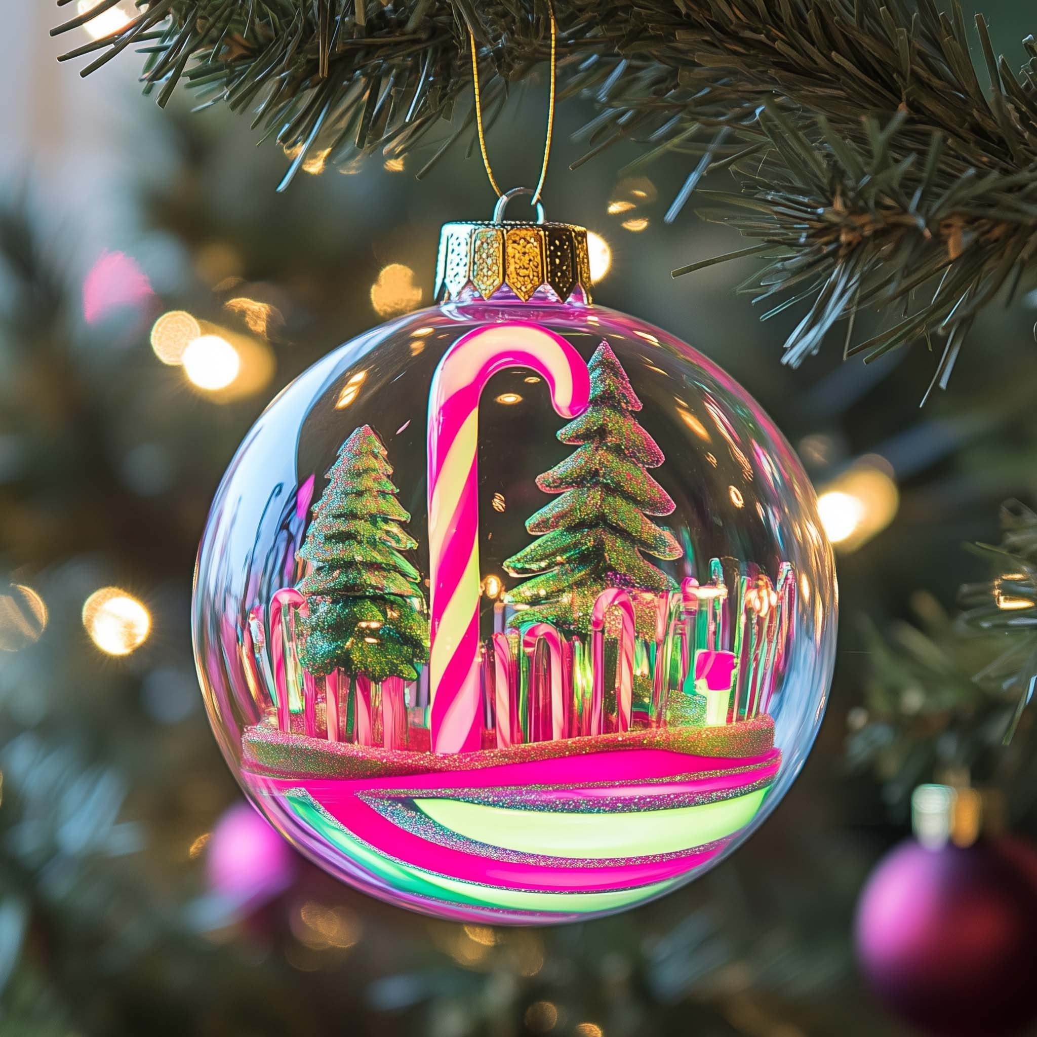 Neon Forest Christmas Ornament