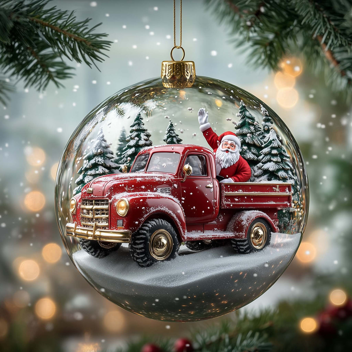 Santa Truck Christmas Ornament