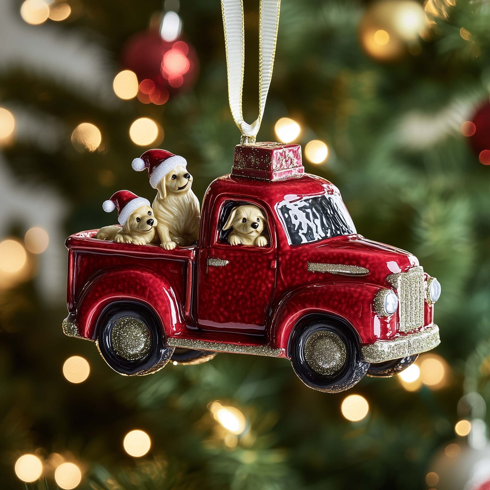 Puppy Truck Christmas Ornament