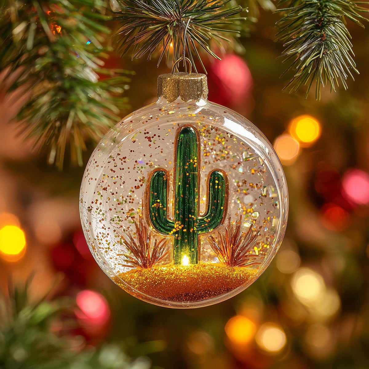 Glitter Cactus Christmas Ornament