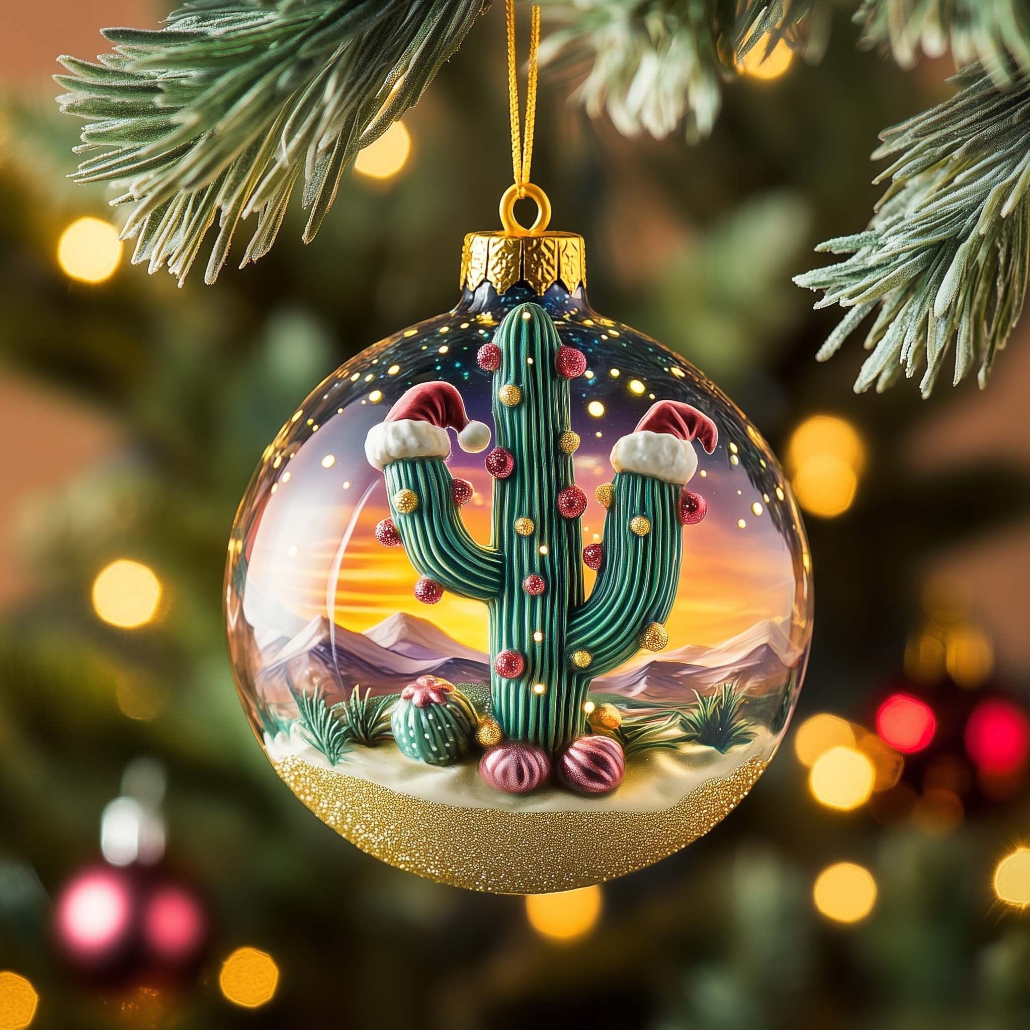 Santa Saguaro Christmas Ornament