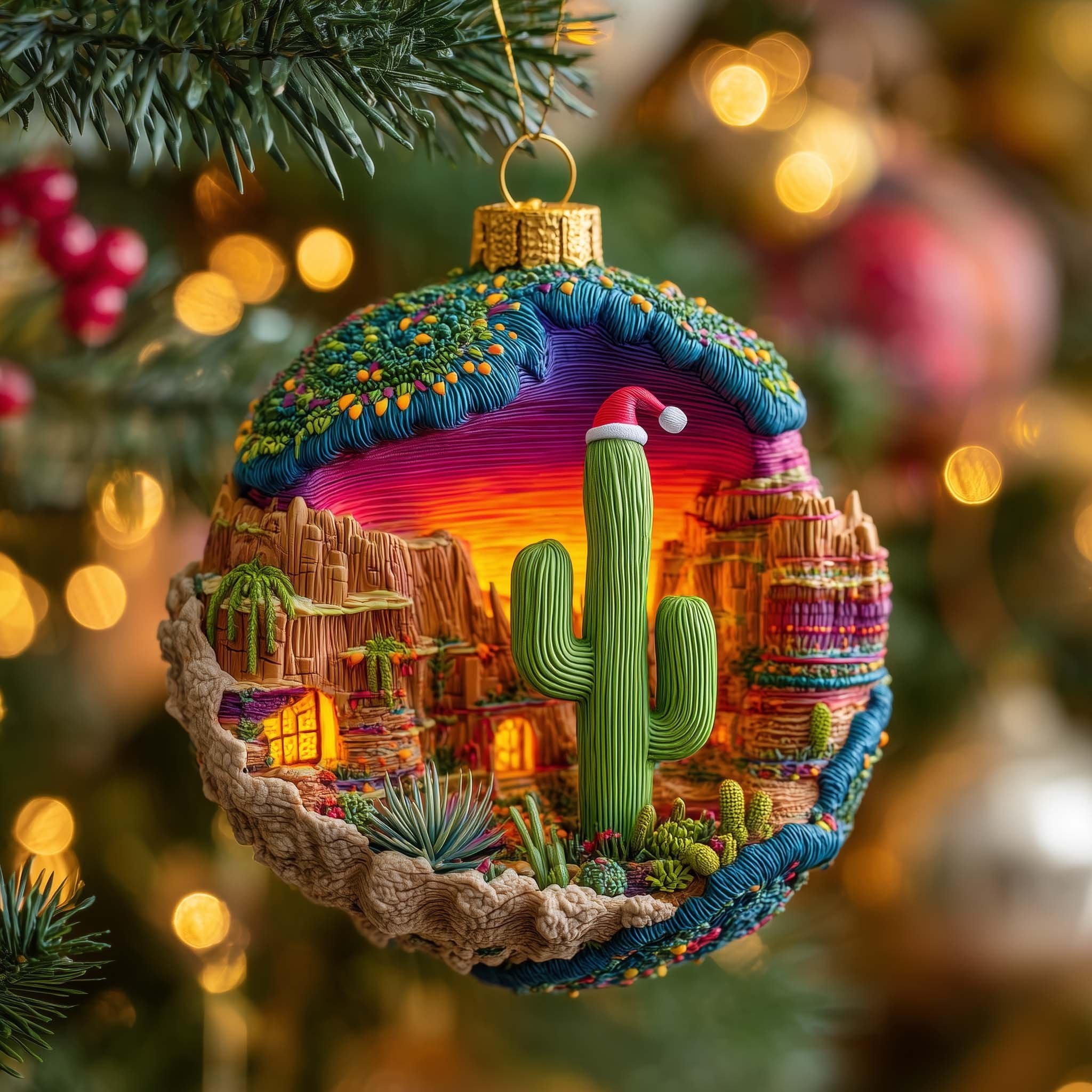 Canyon Cactus Christmas Ornament