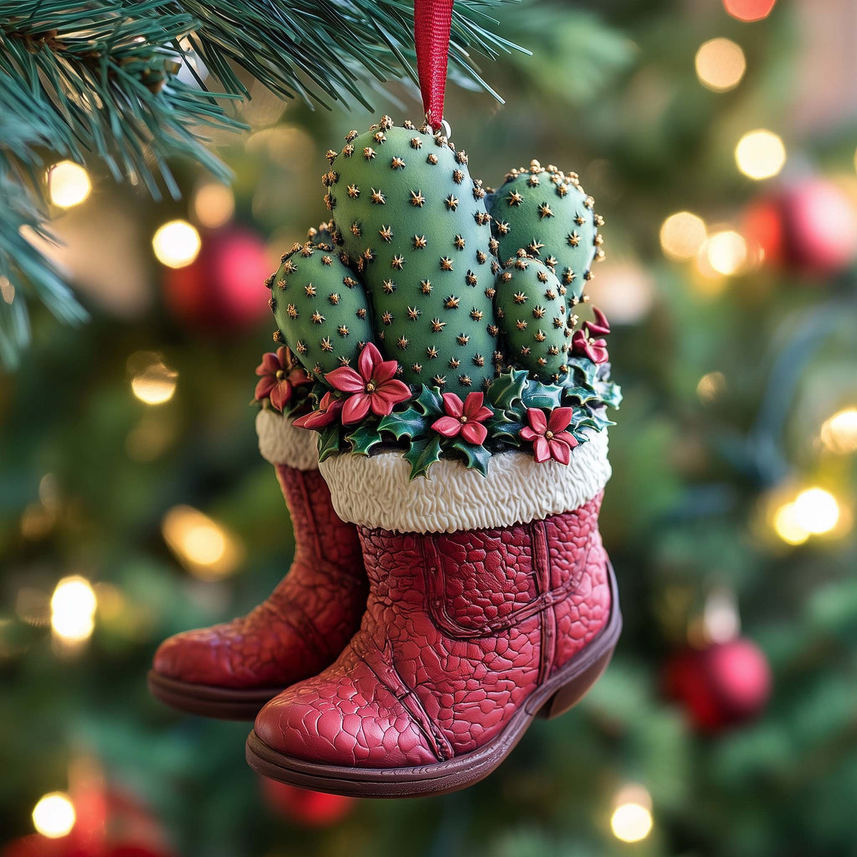 Cactus Boots Christmas Ornament