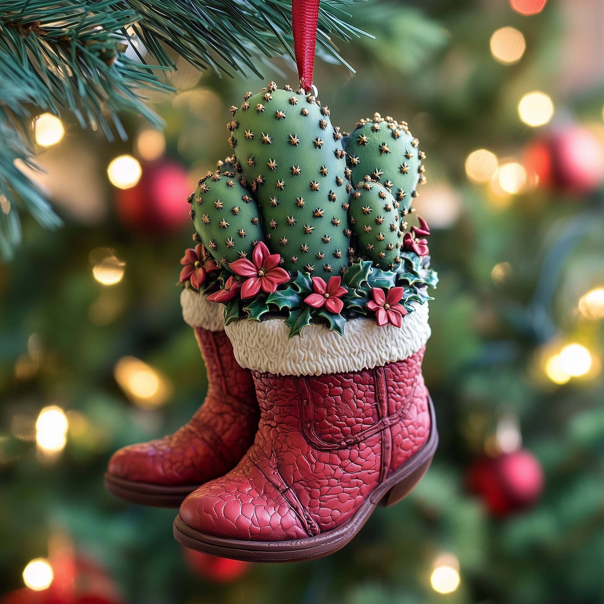 Cactus Boots Christmas Ornament