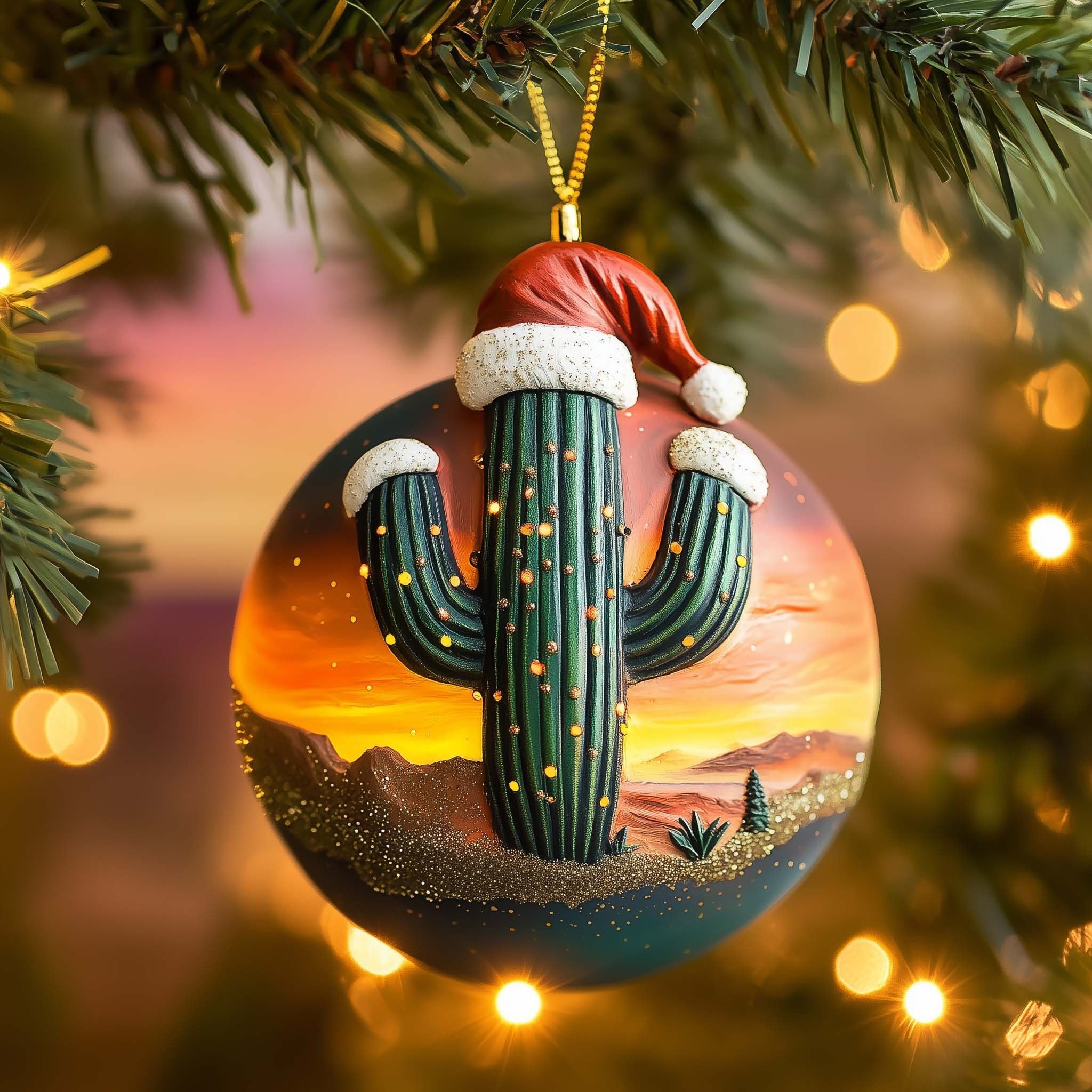 Festive Cactus Christmas Ornament