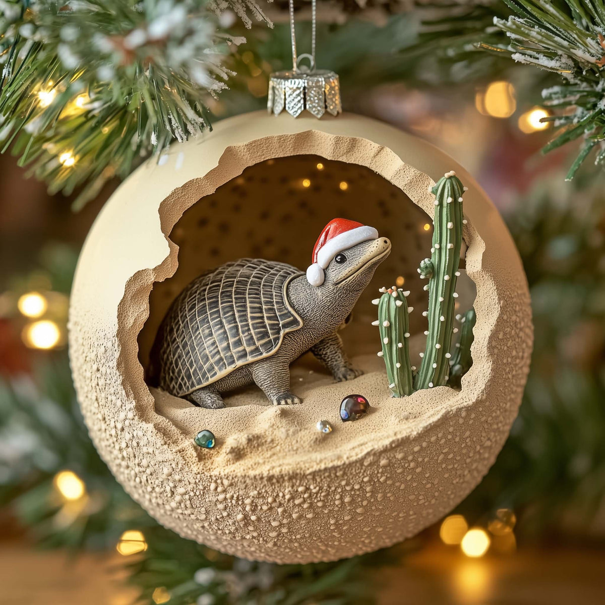 Santa Armadillo Christmas Ornament