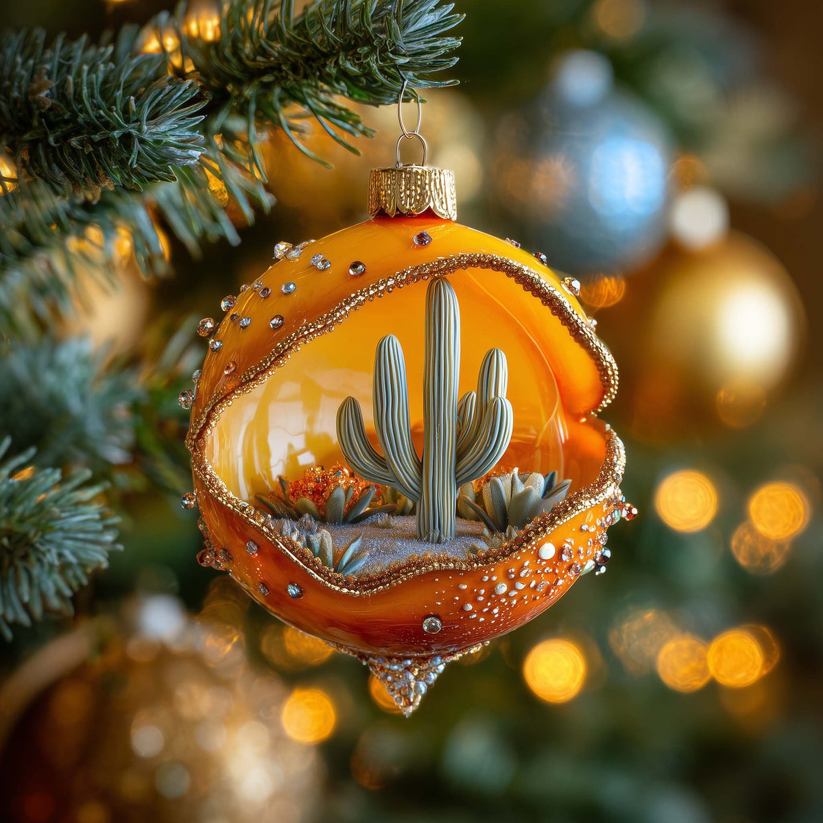 Cactus Diorama Christmas Ornament
