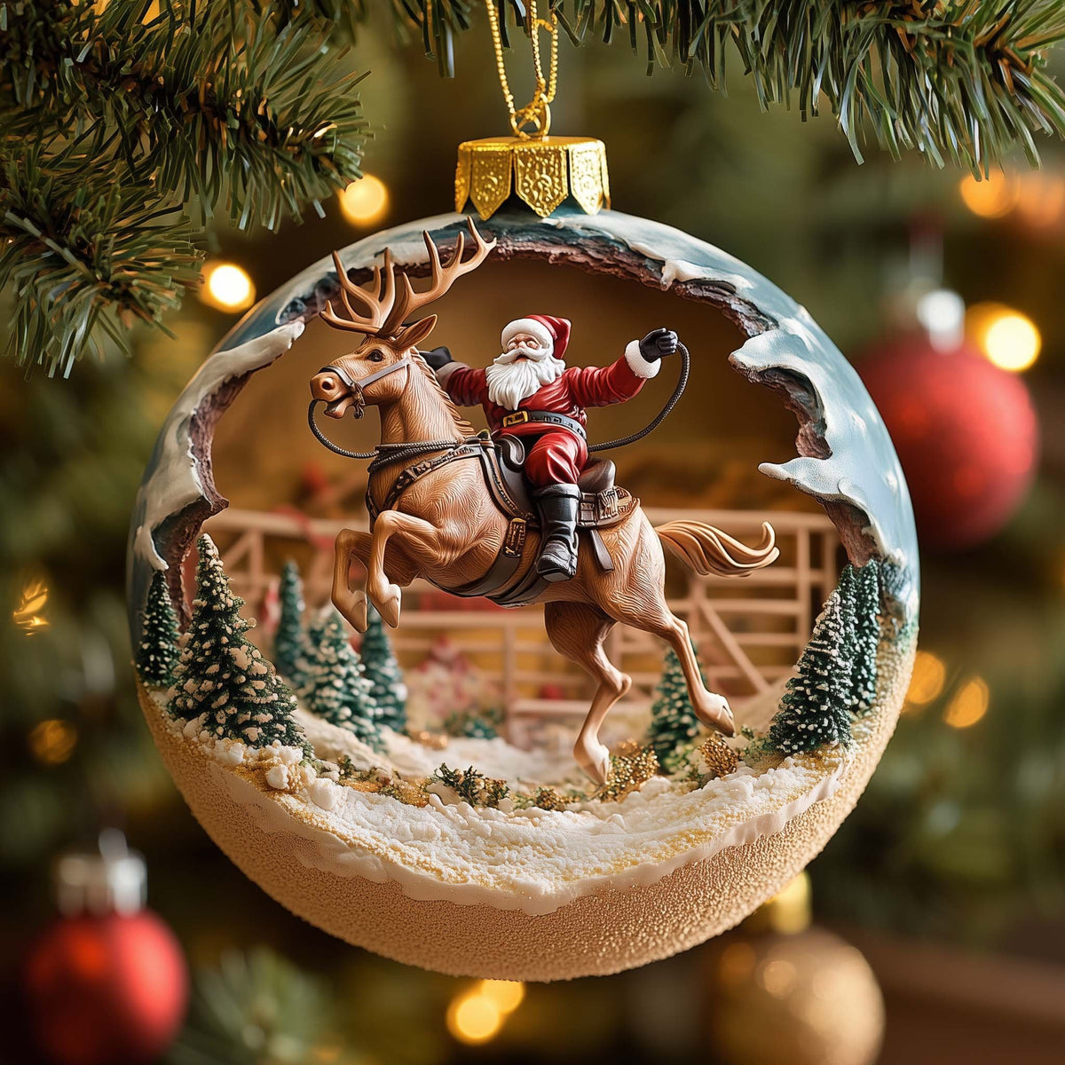 Reindeer Rider Christmas Ornament