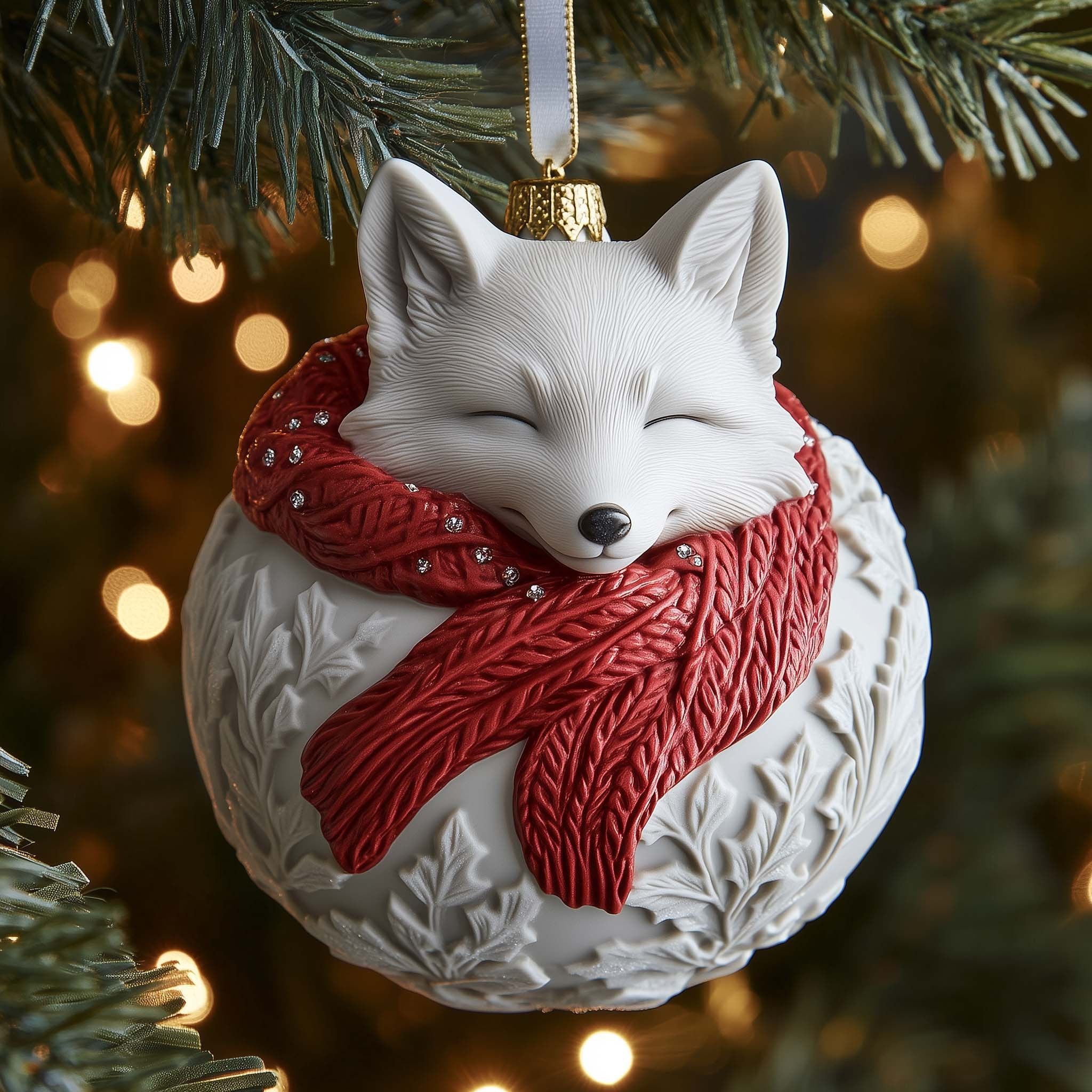 Scarf Fox Christmas Ornament