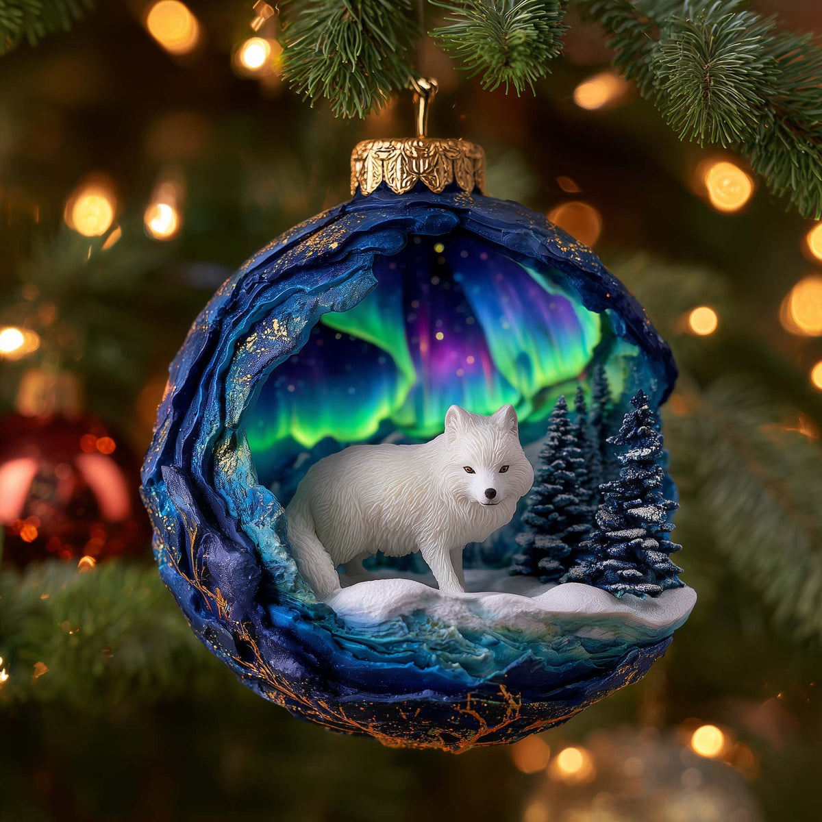 Aurora Fox Christmas Ornament